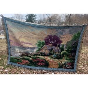 Thomas Kinkade Multicolor Cottage Tapestry Throw